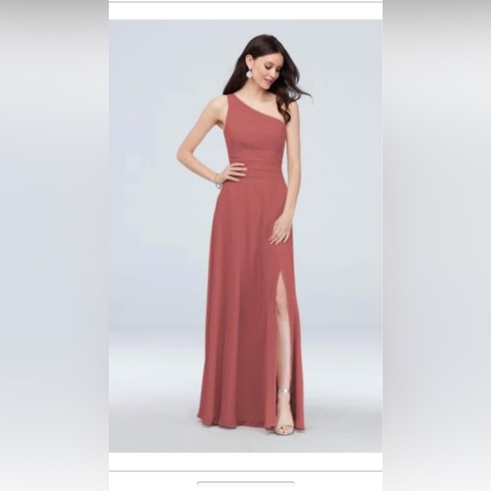 NWT David’s Bridal one shoulder dress color Sedona